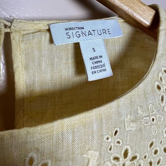 CLEARANCE! Pale Yellow Nordstrom Signature Eyelet Top Size S EUC - Picture 5 of 5
